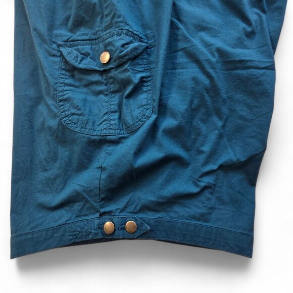 Liz & Me Womens Plus Size 5X Teal Cargo Capri Pants Elastic Waist Pockets - Picture 9 of 12